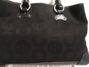 HARRODS Knightsbridge RARE Black Leather and Fabric Handbag Italy. FABULOUS!!! - Picture 1 of 8