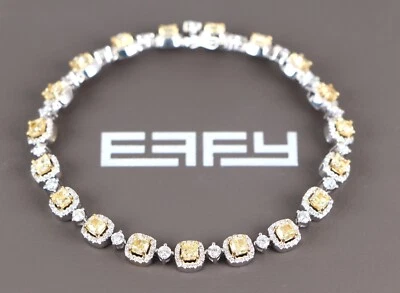 $37900 EFFY Canare 18K White Gold Fancy Yellow Cushion Cut Diamond Halo Bracelet - Image 1 of 4