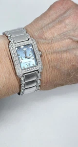 Judith Ripka Regent Watch Stainless Steel MOP Diamonique CZ New Battery NWOT - Picture 1 of 8