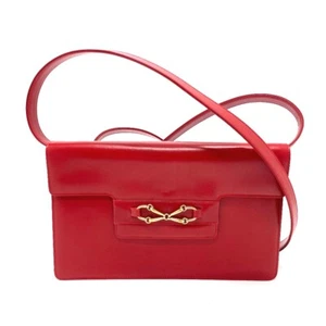 GUCCI 004-01-0476 vintage Old Gucci 2WAY Clutch bag Shoulder Bag Leather Red - Foto 1 di 12