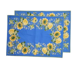 2 manteles individuales de tela April Cornell de colección azul amarillo floral - Imagen 1 de 3