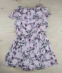 Amy Byer Girls Off the Shoulder Floral Pink Romper XL (16), W Pockets - Picture 1 of 10