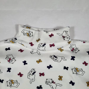 Silver Unicorn 90s Kitten Bows Turtleneck Top Kids 14/16 Vtg Nostalgia - Picture 1 of 14