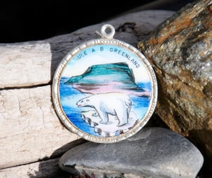 KLEINER VINTAGE HANDGEFERTIGTER EMAILLE SCHLÜSSELANHÄNGER ABZEICHEN # THULE AIR BASE GRÖNLAND - Bild 1 von 2