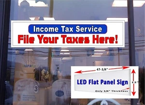 Income Tax Service File your returns here Led light box window sign - Picture 1 of 7
