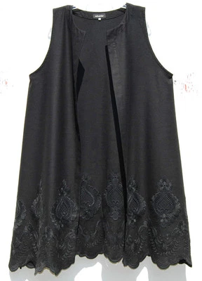 NEW Eskandar BLACK/BLACK Wool Embroidered Hem 42” Long Waist Coat Vest (1) $1690 - Image 1 of 3