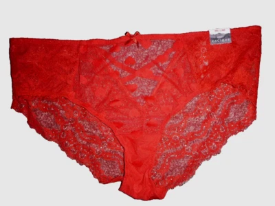 Calzoncillo de malla con tiras corazón descarado rojo cacique talla grande 18/20 ¡NUEVO CON ETIQUETAS! Foto 1 de 4