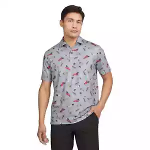 Chaps Golf Urlaub bedrucktes Performance Polo Stretch Kragen Shirt SS Oberteil Herren L - Bild 1 von 6