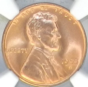 1955 S Lincoln Cent MS 67+ PLUS RD NGC/CAC BU Unc Red NGC Registry [832] - Picture 1 of 4