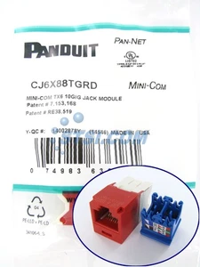 Panduit CJ6X88TGRD Cat6a 10 Gig Mini-Com Jack, Red ~STSI - Picture 1 of 3