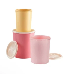 Tupperware Vintage Collection Canister Set Of 3 Servalier Pink Yellow New *B - Picture 1 of 1
