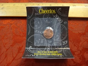 Centavo conmemorativo Lincoln Cheerios 2000 como nuevo con certificado de autenticidad paquete original Centavo Millennial - Imagen 1 de 3