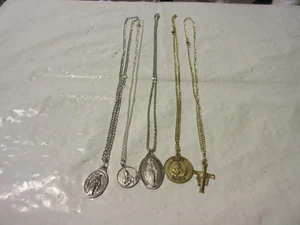Lot Of Religious Pendant/Medal & Chain LOT OF 5 - Picture 1 of 24