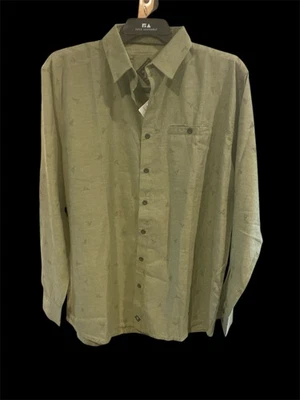 IRON FIST MENS  Long Sleeve BUTTON UP Dress SHIRT OLIVE sz XXL Very Nice - Image 1 of 4