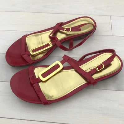Sandalias para mujer Lauren Ralph Lauren de charol tono dorado rojas talla 8B Foto 1 de 4