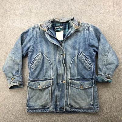 Jaqueta de Trilha Pacific Vintage Masculina Média Azul Forrada de Jeans Roupa de Trabalho Anos 90 - Imagem 1 de 4