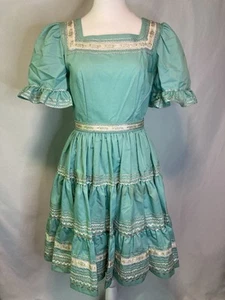 Square Dance Dress Flare Skirt Rockabilly Babydoll Prarie Belt Handmade Small - Picture 1 of 17