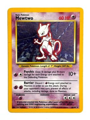 Pokémon TCG Mewtwo 10/102 Holo Base Set 1999-2000 WOTC - Image 1 of 4