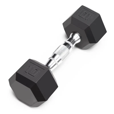 Classic Rubber Hex Dumbbell with Knurled Grip for Strength Training and Bodyb... - Image 1 of 4