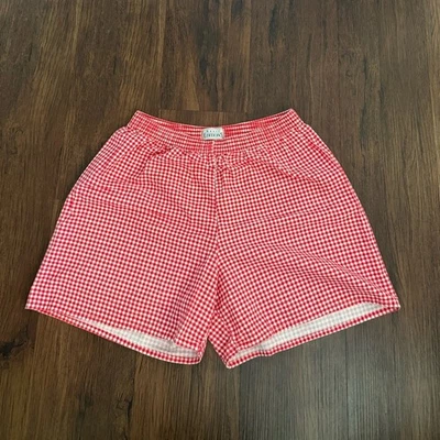Basic Editions Women's Red Gingham Boxer Shorts Large - Image 1 of 4