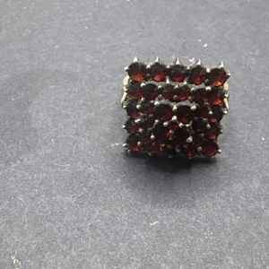 Antique Bohemian Garnet In Gilded Coin Silver Ring - Picture 1 of 5