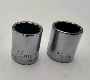 2 Craftsman V Series Sockets 3/8” Drive  9/16 & 15mm Socket 12 Pt - Picture 1 of 6