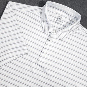 Mizzen+Main Versa Polo Shirt Mens Large Blue Gray White Striped Performance Golf - Picture 1 of 9