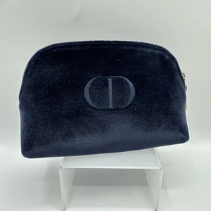 DIOR Beauty CD Logo Elegant Navy Blue Velvet Clutch Cosmetic Bag Makeup Pouch - Picture 1 of 3