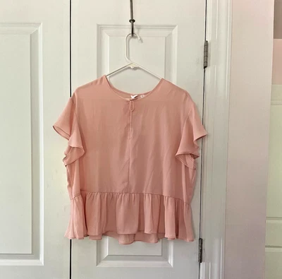 Blusa de manga corta Peplum rosa con lazo delantero talla XL nueva con etiquetas Foto 1 de 4