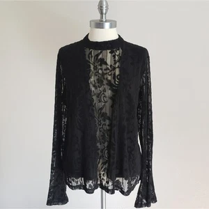 STEVIE MAY Saxon Top Black Lace Bell Sleeve Small Women's Black Lace Top - Picture 1 of 9