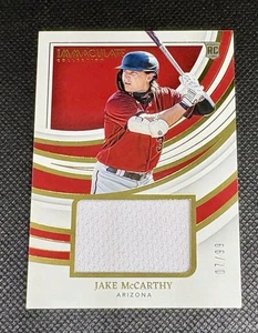 Jake McCarthy (RC) 2022 Panini Immaculate Remarkable Rookie Jersey Patch 7/99 - Picture 1 of 2