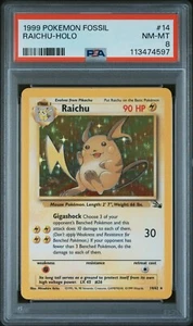 1999 POKEMON FOSSIL #14 RAICHU-HOLO PSA 8 - Picture 1 of 2