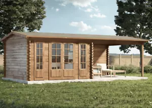 Gartenhaus Freizeithaus Holz Freiburg Blockhaus Ferienhaus m Terrasse Seitendach - Bild 1 von 7