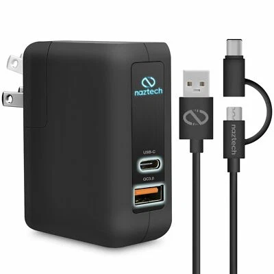 Naztech Quick Charge 3.0 Wall Charger with Hybird USB-C Plus Micro USB Cable - Image 1 of 4