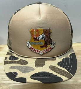 Operation Desert Storm Mesh Trucker Snapback Hat Camouflage Eagle Logo Vintage - Picture 1 of 6