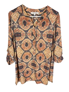 ROSE + OLIVE Blouse Size 1X Tunic Popover Spring Summer Top Light Beach Boho - Picture 1 of 4