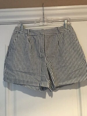BODEN Chambray Blue/White Stripe Linen Blend Shorts 6 - Image 1 of 4