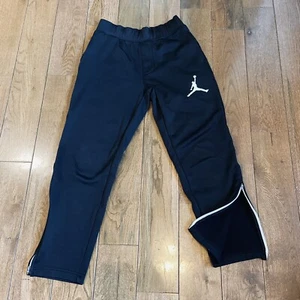 Boys Nike Jordan ThermaFit Athletic Pants Black White Polyester Ankle Zippers M - Picture 1 of 12