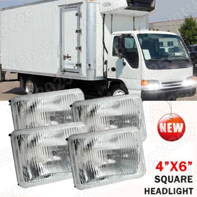 FOUR(x4) 4x6" H4 Glass Headlights Conversion Halogen Semi Sealed Kit HID & LED - Image 1 of 4