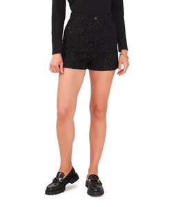 NR!  1. State Women's Button Tweed Shorts Black Sz 14 NWT Wool Blend - Picture 1 of 6