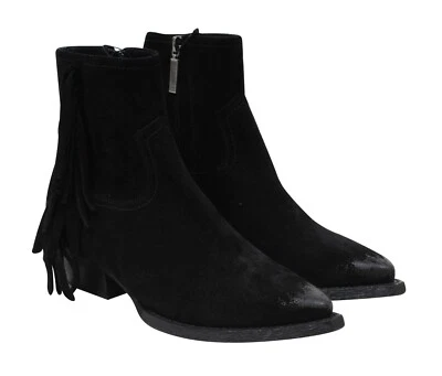 Botas con flecos Saint Laurent para mujer talla 35,5 EE. UU. 5,5 Lukas Western negras gamuza enceradas Foto 1 de 4