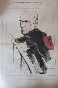 LE PRESIDENT GREVY CARICATURE de GILL JOURNAL SATIRIQUE LA LUNE ROUSSE 1877 - Picture 1 of 2
