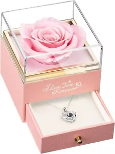 Valentines Day Gifts for Her Preserved Real Pink Rose Forever Flowers... - Picture 1 of 4