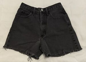 Guess Vintage Cut Off Denim High Rise Black Shorts 29 Waist 3” Inseam Made USA