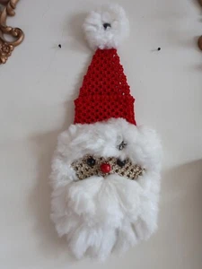 Vtg 25" Long Macrame Wall Hanging Santa Clause Vintage Christmas Decor - Picture 1 of 5