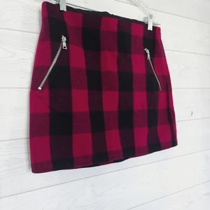 GAP Damen Karo Minirock Größe 6 Magenta Schwarz Wollmischung Reißverschluss Taschen - Bild 1 von 7