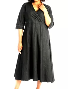 🌟MARINA RINALDI Cotton Denim Dress PLUS (MR 31)-US 22W_ IT60_DE52_UK26_FR56 - Picture 1 of 24