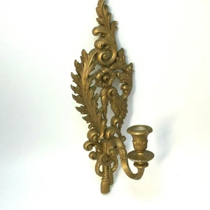 Wall Scones Candle Holder Vintage Plastic Gold 14" x 5" Outdoor Indoor - Picture 1 of 4