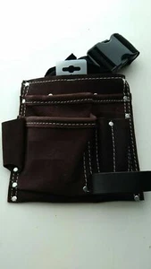 6 Pocket Leather Builders Suede Apron Work Bag Belt Tool Pouch Holder Pocket - Picture 1 of 3