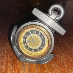 RARE New Haven Vintage Antique heavy metal small shelf clock ship anchor ticks - Picture 1 of 13
